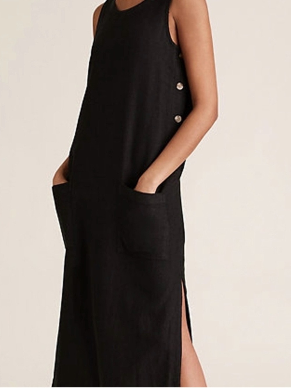 Talbots Black Sleeveless  Shift Dress with Front Pockets Size M